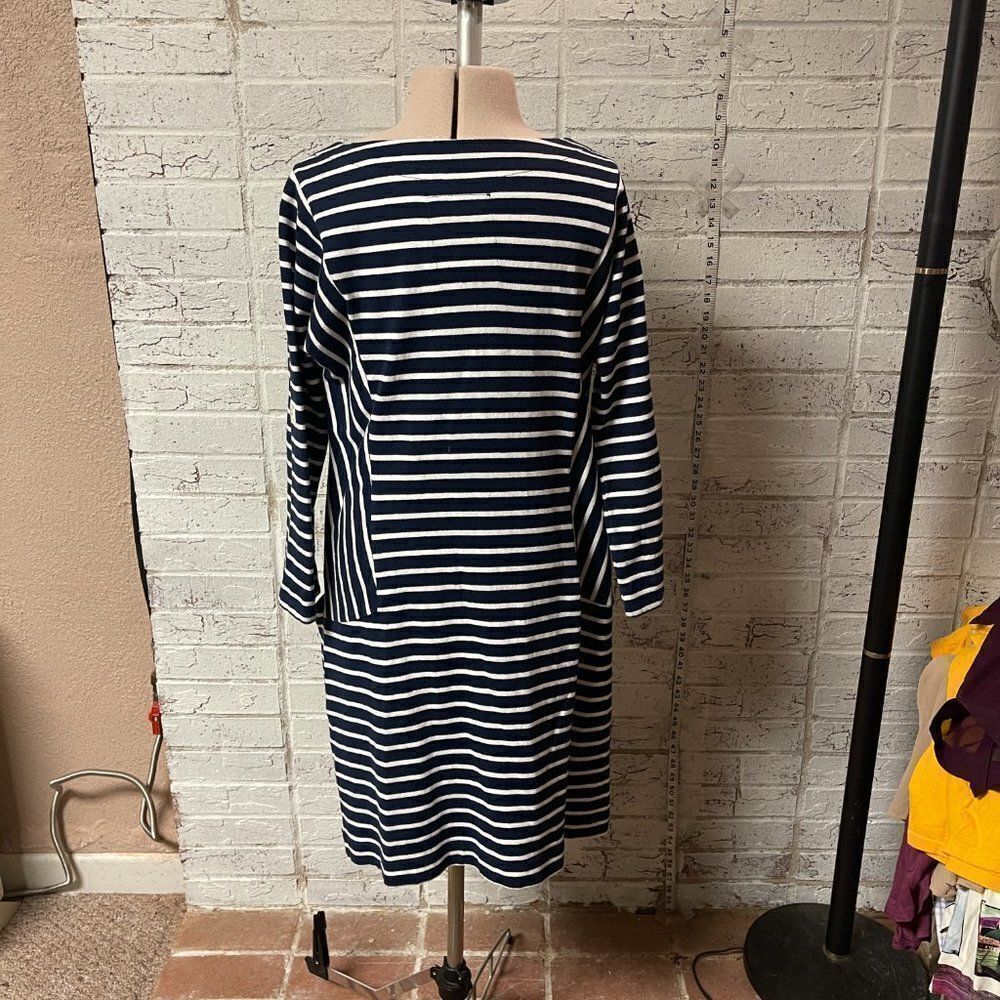 Joules Brittany Blue White Cotton Striped Dress 8 - Picture 6 of 12